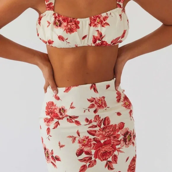 Peppermayo Red and Orange Maxi Pencil Dress Set - Picture 2 of 6